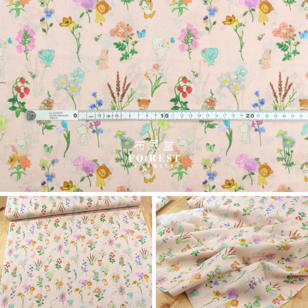 Lawn - Flower Tree Fabric Pink Cotton Lawn