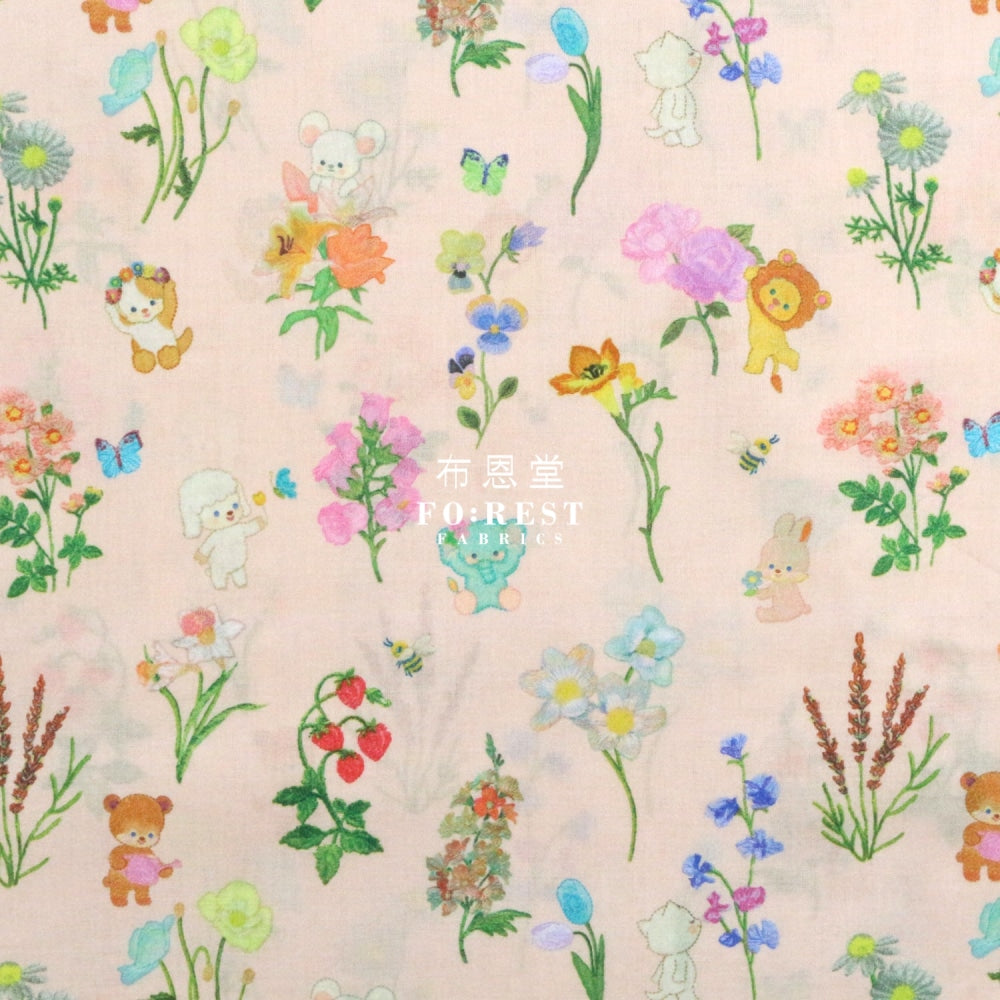 Lawn - Flower Tree Fabric Pink Cotton Lawn