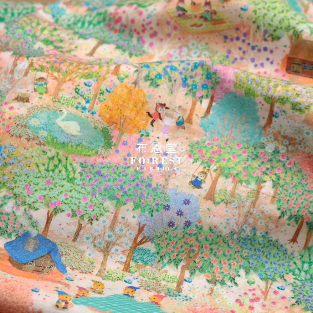 Lawn - Little Red Riding Hood fabric Sunset - FO:REST Fabric 布恩堂Liberty fabrictana lawnjapanese fabricykk zipper