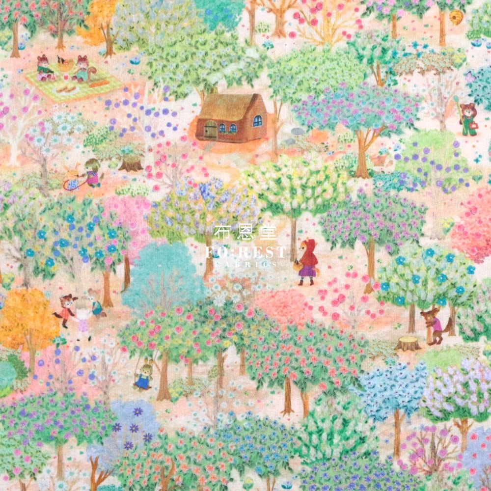Lawn - Little Red Riding Hood fabric Sunset - FO:REST Fabric 布恩堂Liberty fabrictana lawnjapanese fabricykk zipper