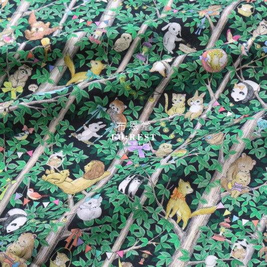 Lawn - Merry Park Fabric Black Cotton Lawn