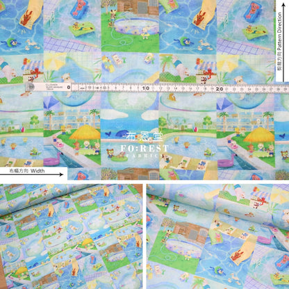 Lawn - Pool Gram Fabric Blue Cotton Lawn
