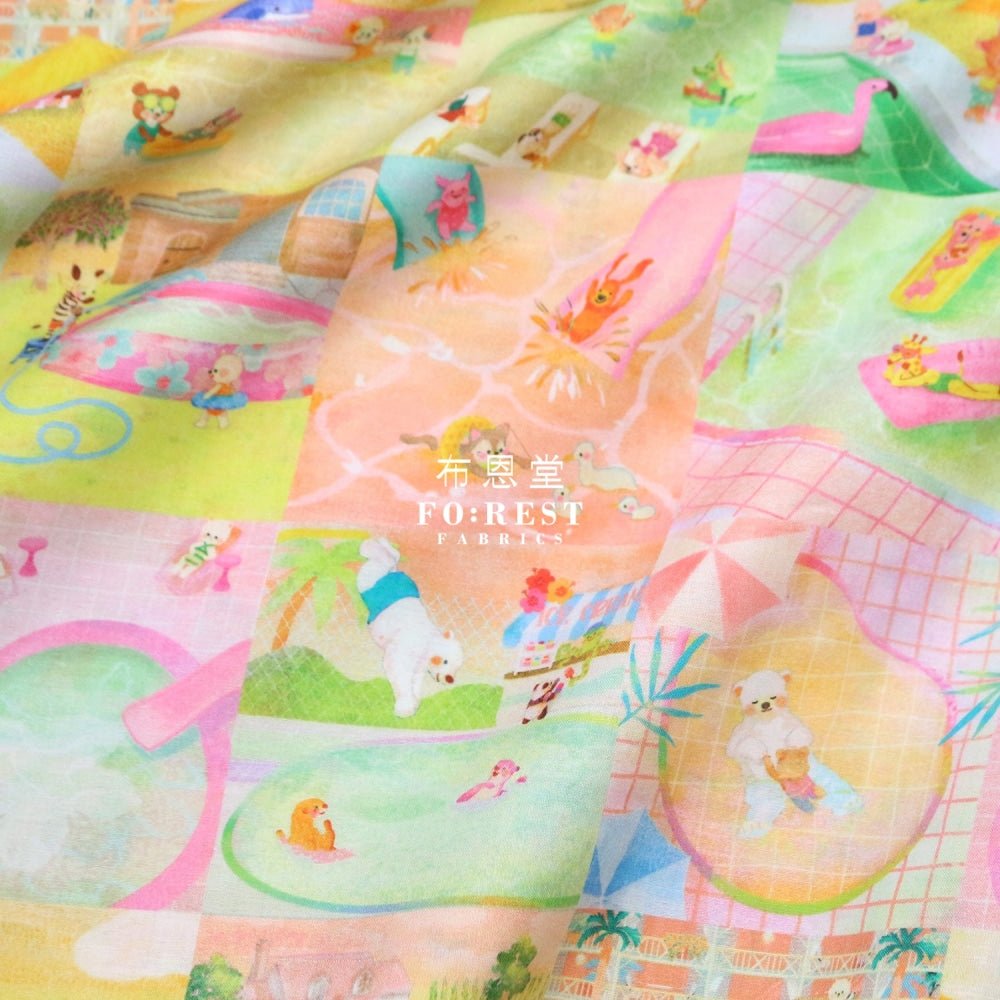 Lawn - Pool Gram fabric Pink - FO:REST Fabric 布恩堂Liberty fabrictana lawnjapanese fabricykk zipper