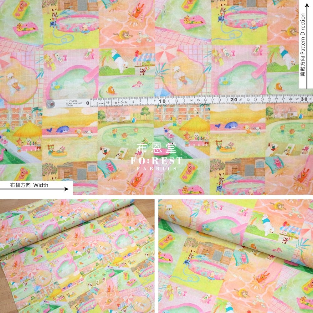 Lawn - Pool Gram fabric Pink - FO:REST Fabric 布恩堂Liberty fabrictana lawnjapanese fabricykk zipper