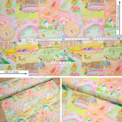 Lawn - Pool Gram fabric Pink - FO:REST Fabric 布恩堂Liberty fabrictana lawnjapanese fabricykk zipper