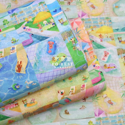 Lawn - Pool Gram fabric Pink - FO:REST Fabric 布恩堂Liberty fabrictana lawnjapanese fabricykk zipper