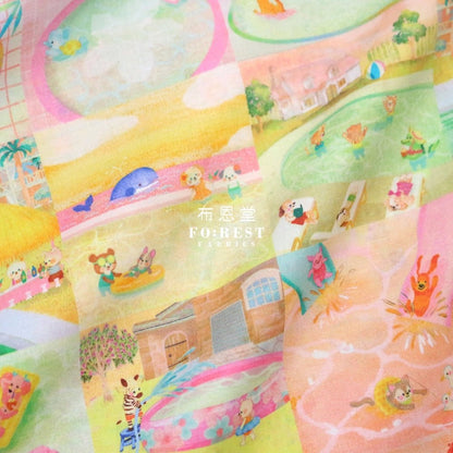Lawn - Pool Gram fabric Pink - FO:REST Fabric 布恩堂Liberty fabrictana lawnjapanese fabricykk zipper