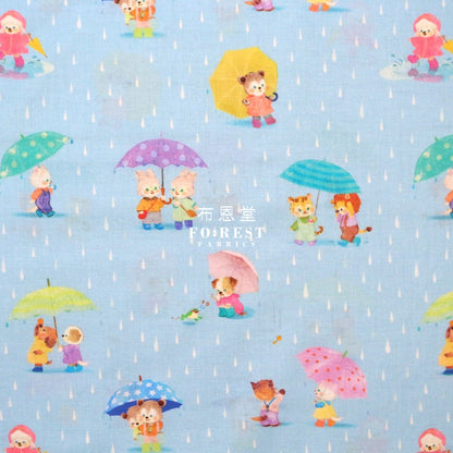 Lawn - Rain Pocket Fabric Blue Cotton Lawn