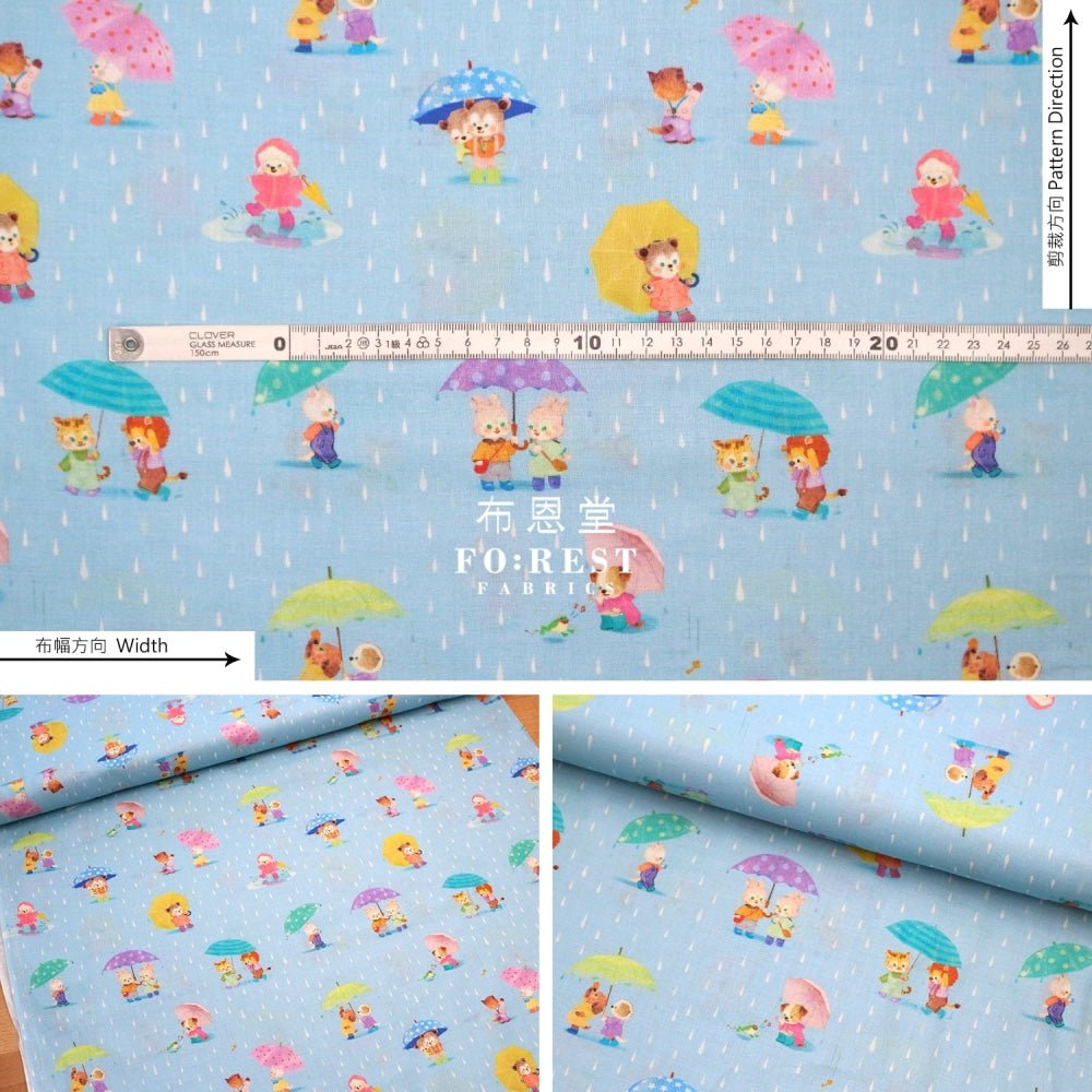 Lawn - Rain pocket fabric Blue - FO:REST Fabric 布恩堂Liberty fabrictana lawnjapanese fabricykk zipper