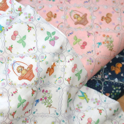 Lawn - Strawberry Lace Fabric Pink Cotton Lawn