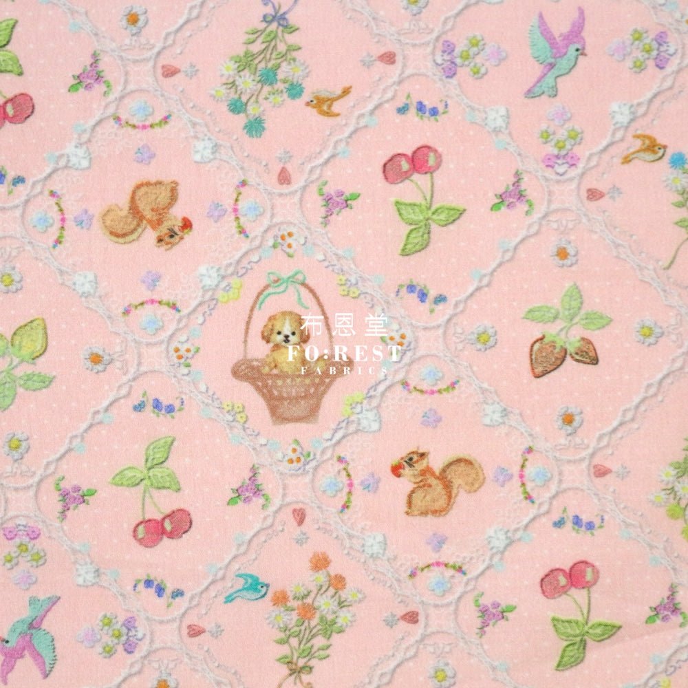 Lawn - strawberry lace fabric pink - FO:REST Fabric 布恩堂Liberty fabrictana lawnjapanese fabricykk zipper