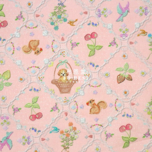 Lawn - strawberry lace fabric pink - FO:REST Fabric 布恩堂Liberty fabrictana lawnjapanese fabricykk zipper
