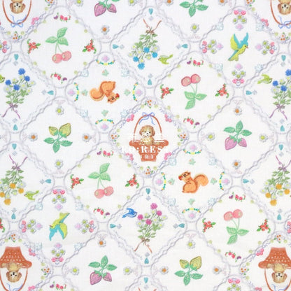 Lawn - strawberry lace fabric white - FO:REST Fabric 布恩堂Liberty fabrictana lawnjapanese fabricykk zipper