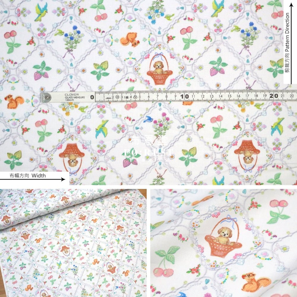 Lawn - strawberry lace fabric white - FO:REST Fabric 布恩堂Liberty fabrictana lawnjapanese fabricykk zipper