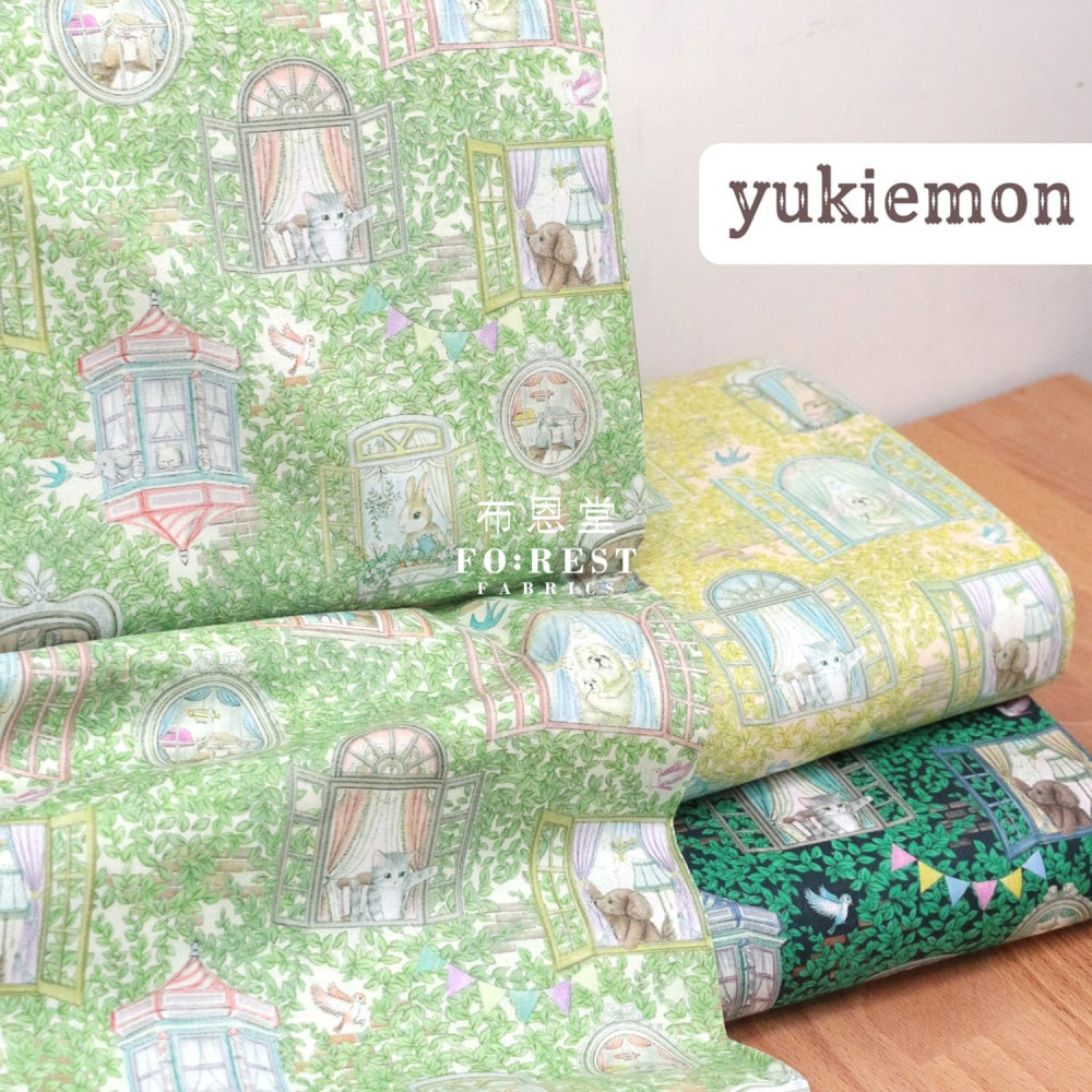 Lawn - Yukiemon Roommate Fabric Black Cotton Lawn