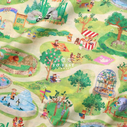 Lawn - zoo fabric LightGreen - FO:REST Fabric 布恩堂Liberty fabrictana lawnjapanese fabricykk zipper