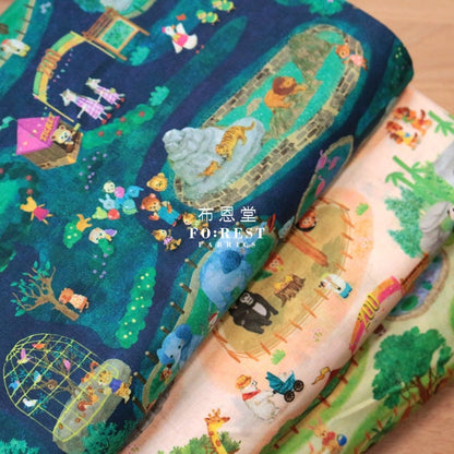 Lawn - zoo fabric LightGreen - FO:REST Fabric 布恩堂Liberty fabrictana lawnjapanese fabricykk zipper