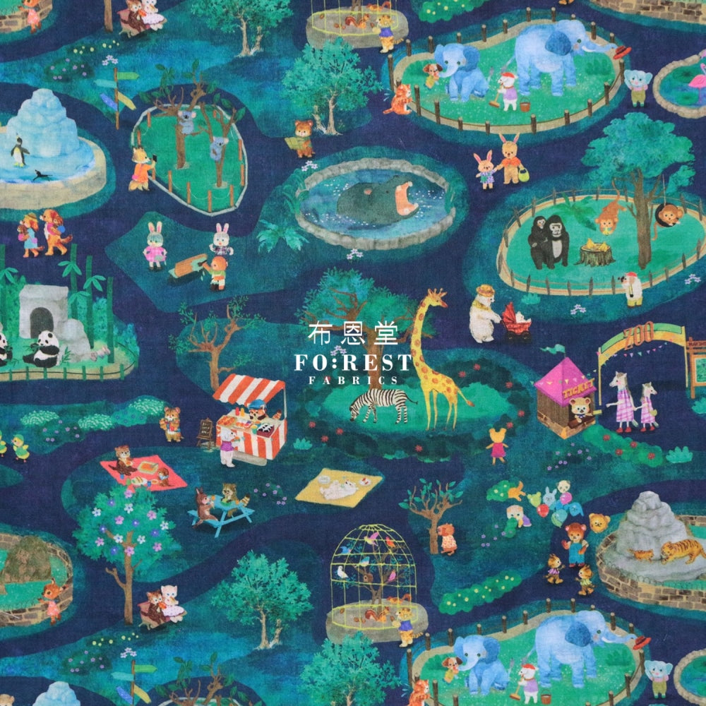 Lawn - Zoo Fabric Navy Cotton Lawn