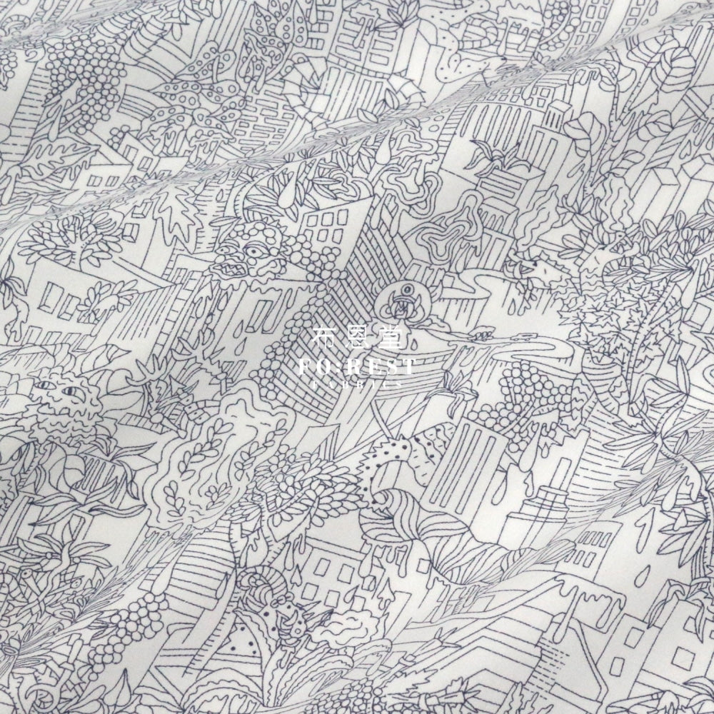 Liberty Of London (Cotton Poplin Fabric) - City Zombies Cotton Piccadilly