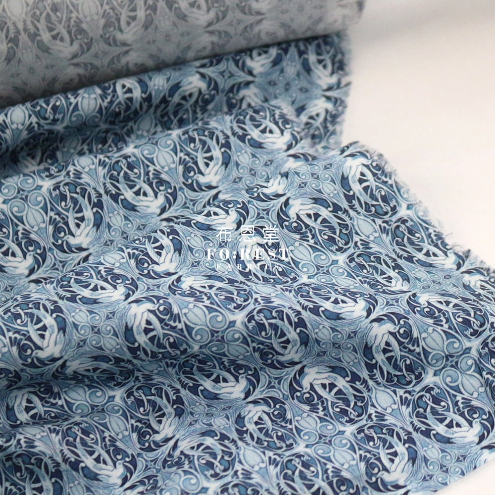 Liberty Of London (Cotton Poplin Fabric) - Pewter Blue Cotton Piccadilly