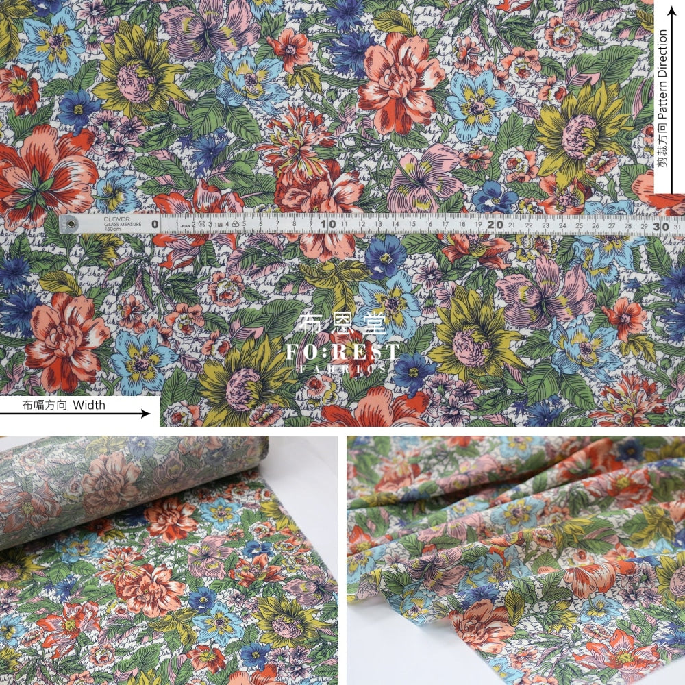 Liberty Of London (Cotton Tana Lawn Fabric) - Anthem Blooms Red Cotton