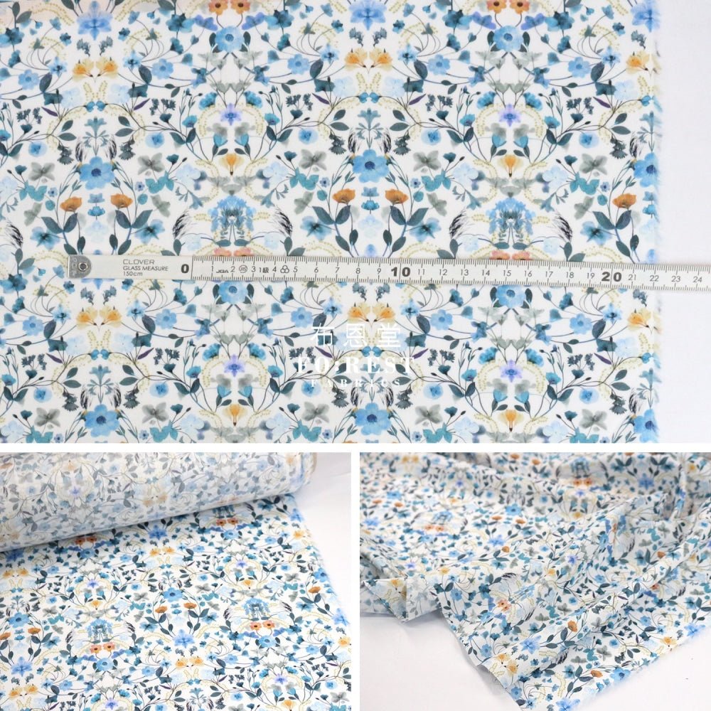 Liberty of London (Cotton Tana Lawn Fabric) - Aurora Blue - FO:REST Fabric 布恩堂Liberty fabrictana lawnjapanese fabricykk zipper