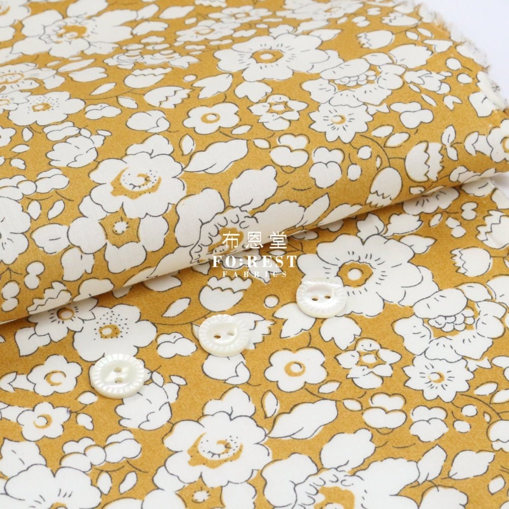 Liberty of London (Cotton Tana Lawn Fabric) - Betsy BOO Mustard - FO:REST Fabric 布恩堂Liberty fabrictana lawnjapanese fabricykk zipper