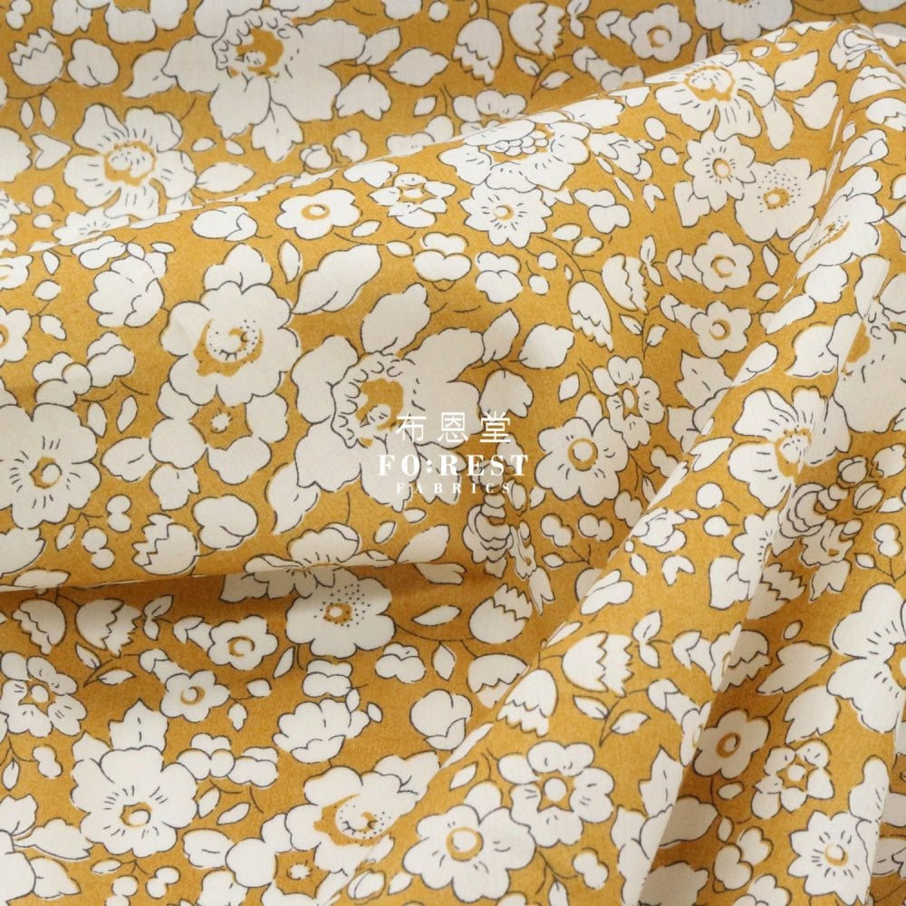 Liberty of London (Cotton Tana Lawn Fabric) - Betsy BOO Mustard - FO:REST Fabric 布恩堂Liberty fabrictana lawnjapanese fabricykk zipper