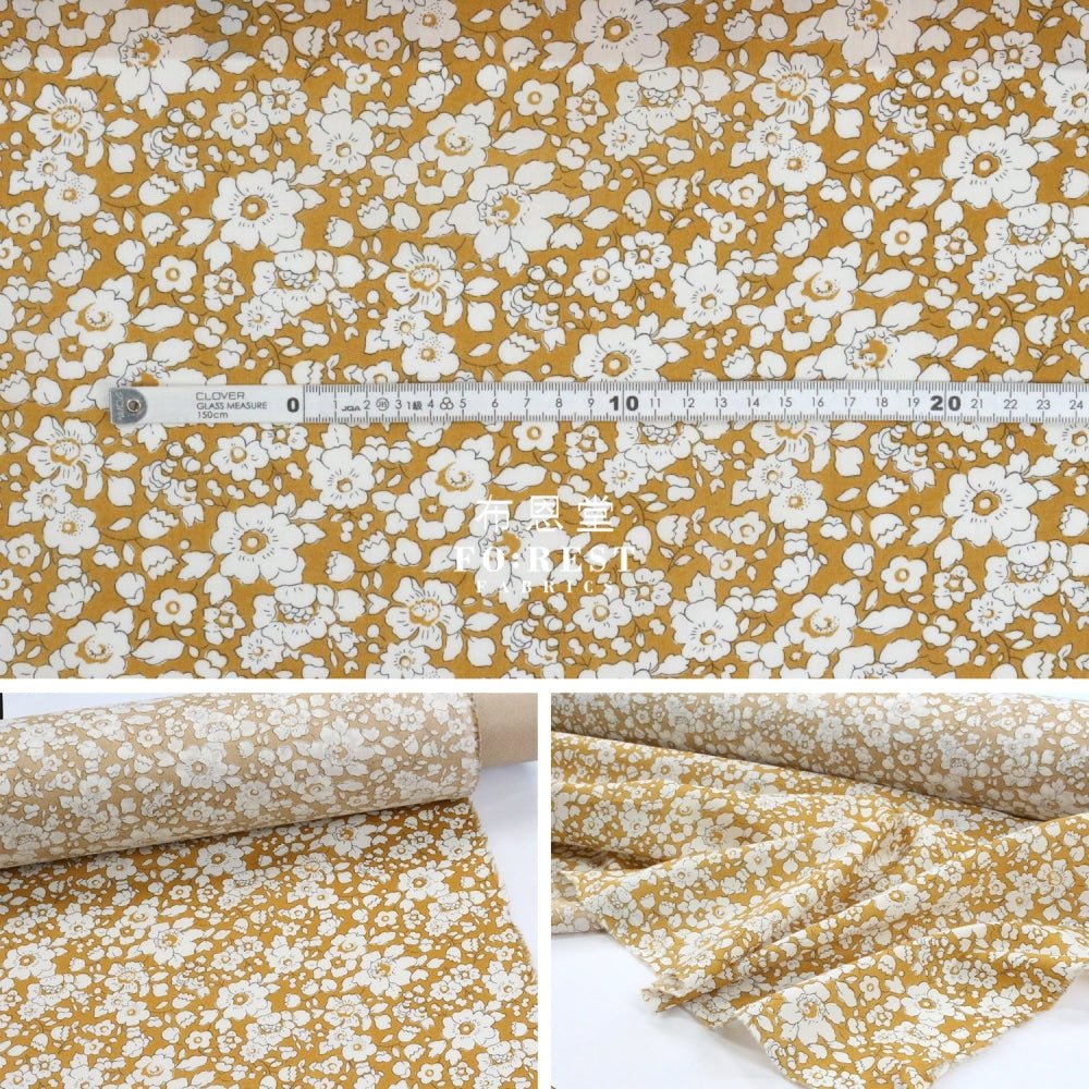 Liberty of London (Cotton Tana Lawn Fabric) - Betsy BOO Mustard - FO:REST Fabric 布恩堂Liberty fabrictana lawnjapanese fabricykk zipper