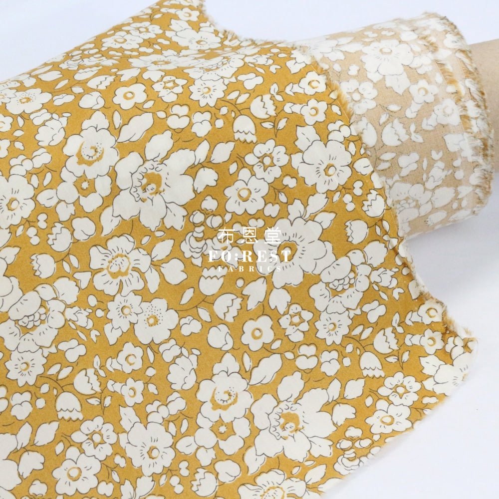 Liberty of London (Cotton Tana Lawn Fabric) - Betsy BOO Mustard - FO:REST Fabric 布恩堂Liberty fabrictana lawnjapanese fabricykk zipper