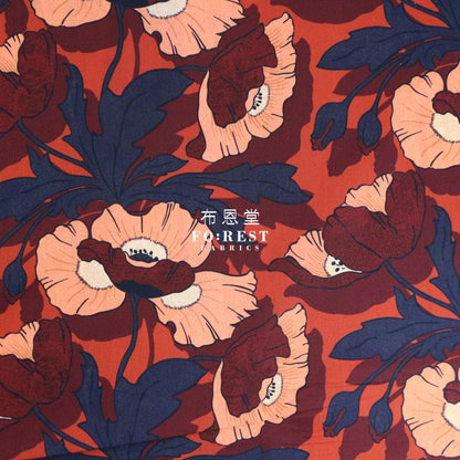 Liberty Of London (Cotton Tana Lawn Fabric) - Butterfield Poppy Brown Cotton