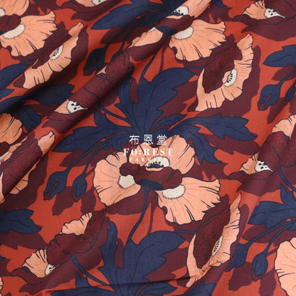 Liberty Of London (Cotton Tana Lawn Fabric) - Butterfield Poppy Brown Cotton