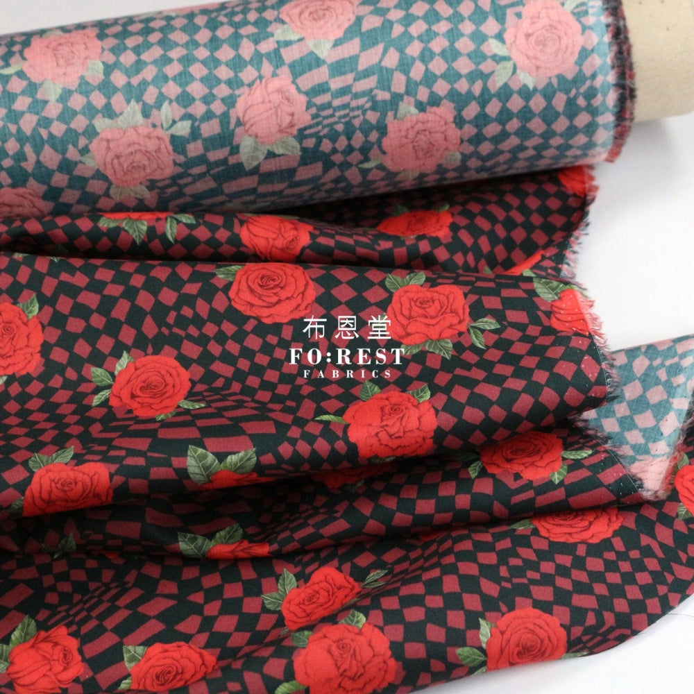 Liberty Of London (Cotton Tana Lawn Fabric) - Chequered Rose Red Cotton
