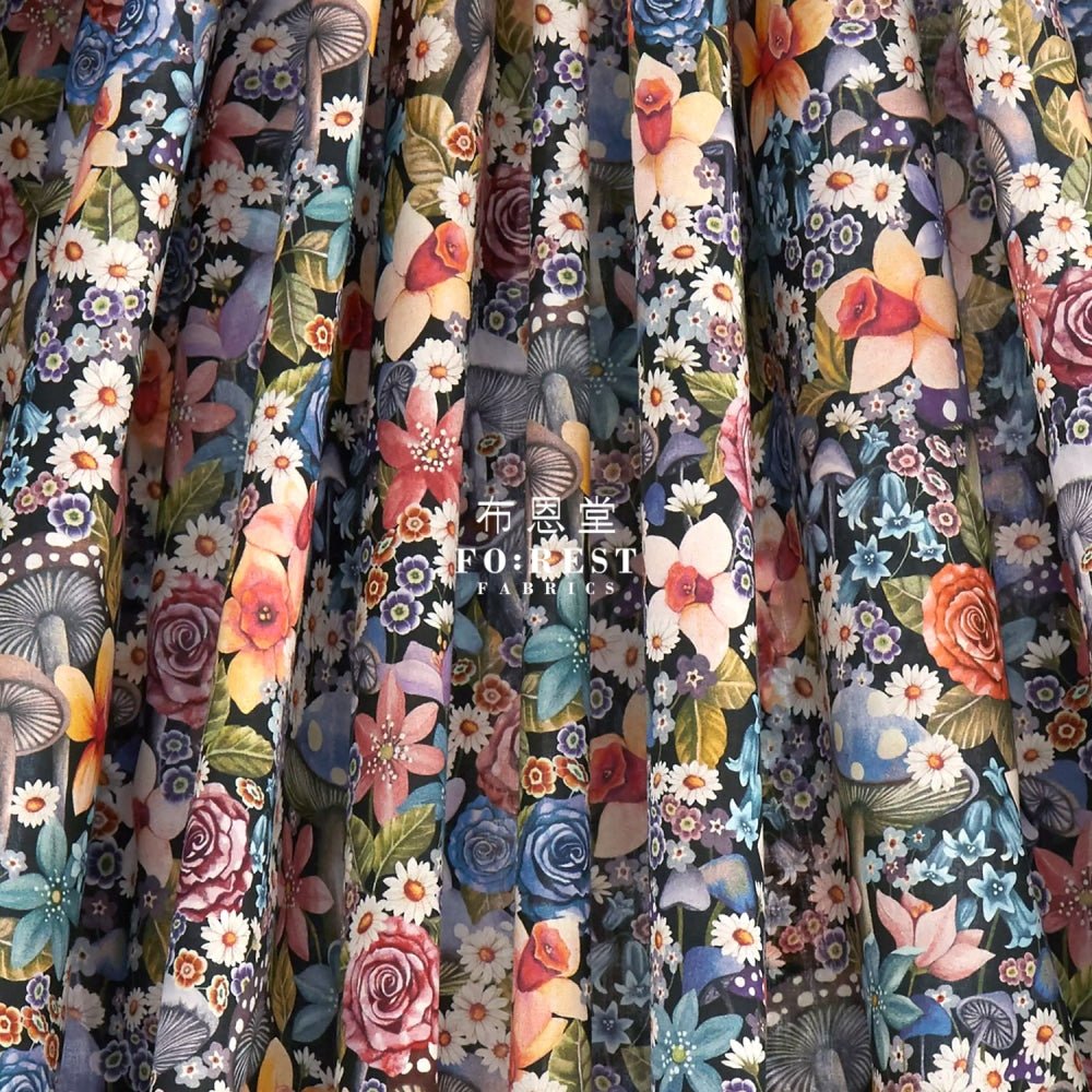 Liberty of London (Cotton Tana Lawn Fabric) - Curious Land Black - FO:REST Fabric 布恩堂Liberty fabrictana lawnjapanese fabricykk zipper