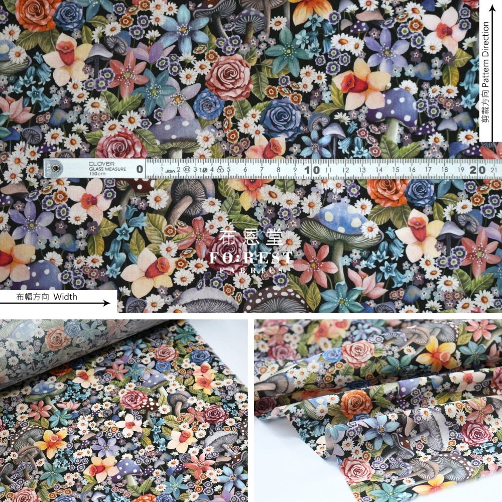 Liberty of London (Cotton Tana Lawn Fabric) - Curious Land Black - FO:REST Fabric 布恩堂Liberty fabrictana lawnjapanese fabricykk zipper