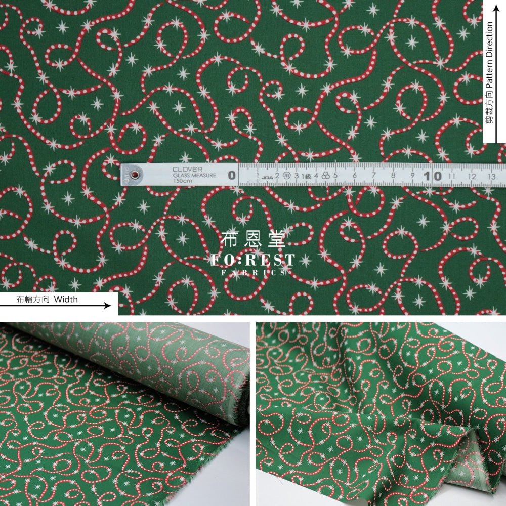 Liberty of London (Cotton Tana Lawn Fabric) - Festive sparkle Green - FO:REST Fabric 布恩堂Liberty fabrictana lawnjapanese fabricykk zipper