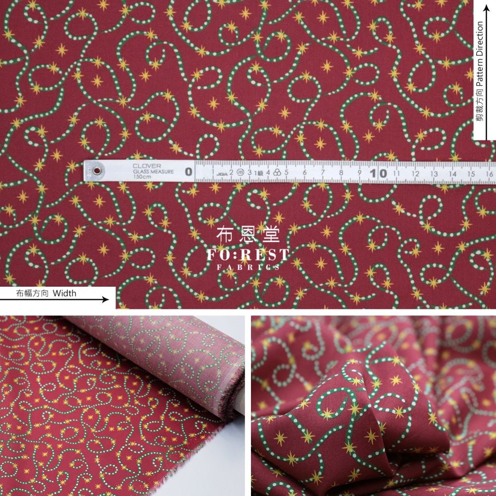 Liberty of London (Cotton Tana Lawn Fabric) - Festive sparkle Wine - FO:REST Fabric 布恩堂Liberty fabrictana lawnjapanese fabricykk zipper