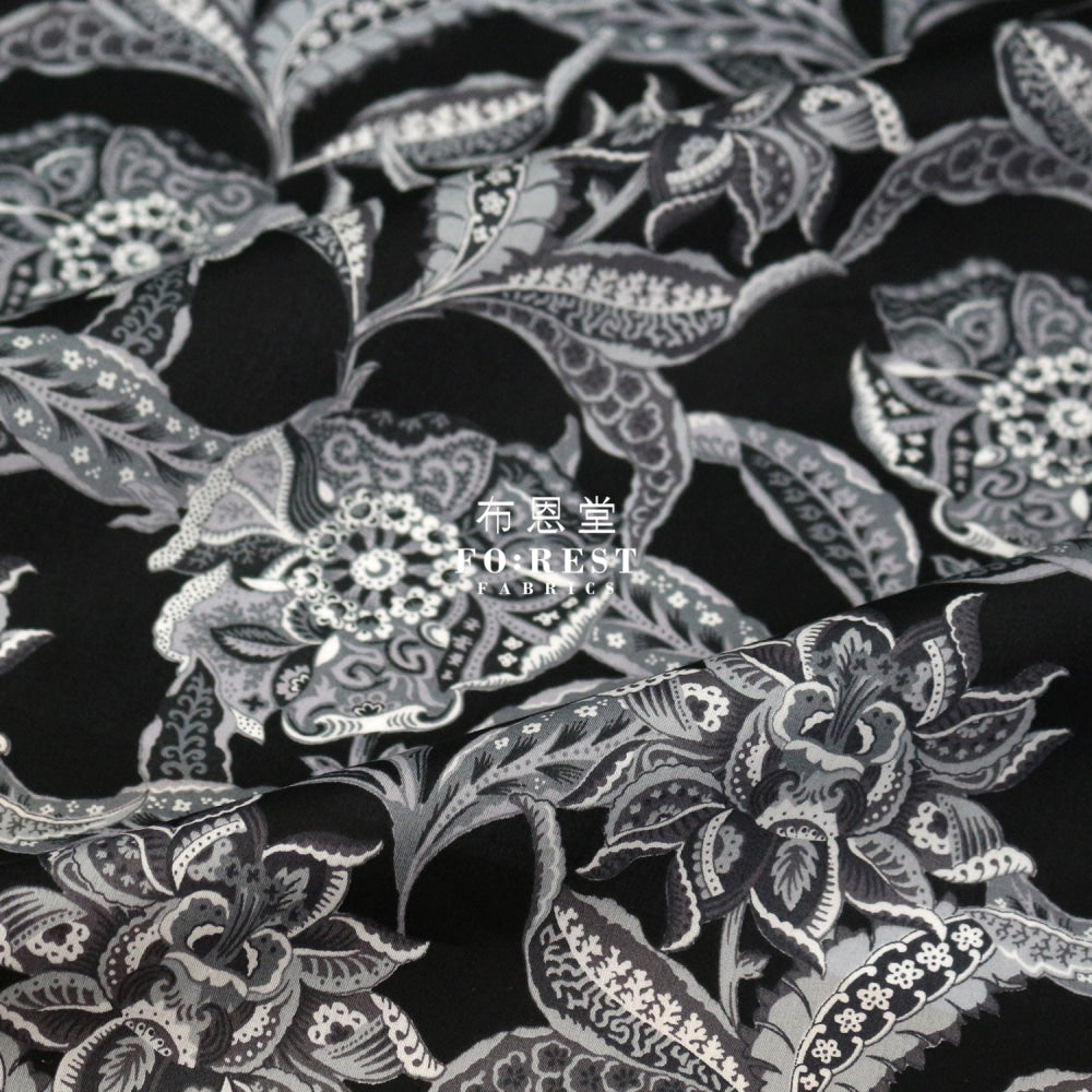 Liberty Of London (Cotton Tana Lawn Fabric) - Floral Chintz Black Cotton