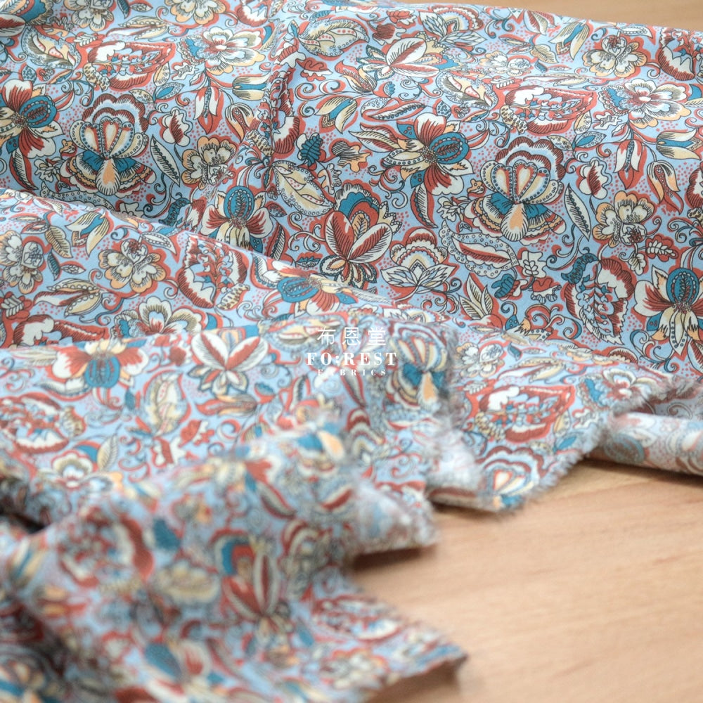 Liberty Of London (Cotton Tana Lawn Fabric) - Floral Passion Blue Cotton