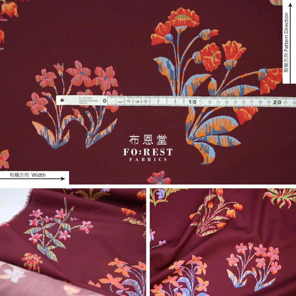 Liberty of London (Cotton Tana Lawn Fabric) - Floral Tapestry Wine - FO:REST Fabric 布恩堂Liberty fabrictana lawnjapanese fabricykk zipper