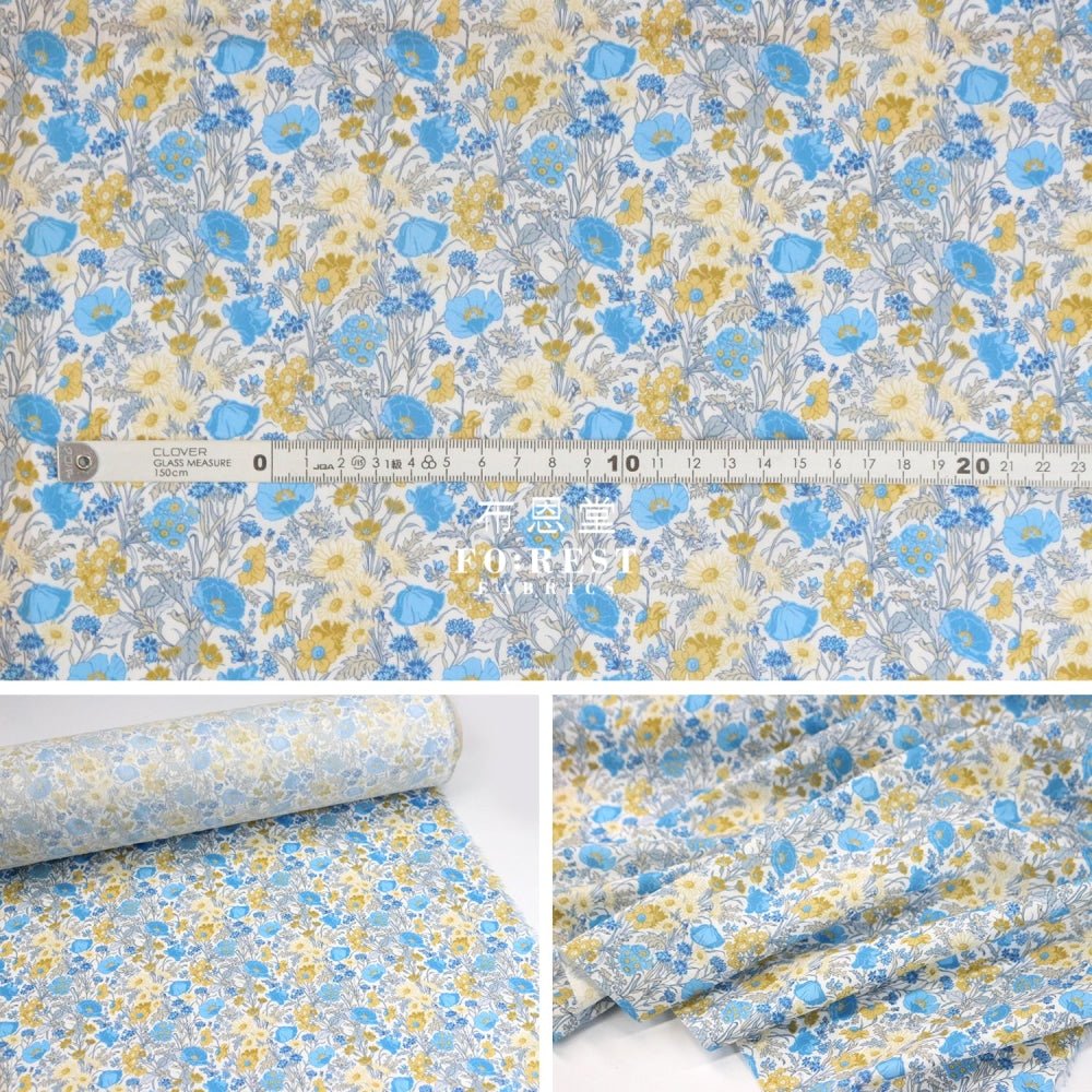 Liberty of London (Cotton Tana Lawn Fabric) - Florence May Blue - FO:REST Fabric 布恩堂Liberty fabrictana lawnjapanese fabricykk zipper