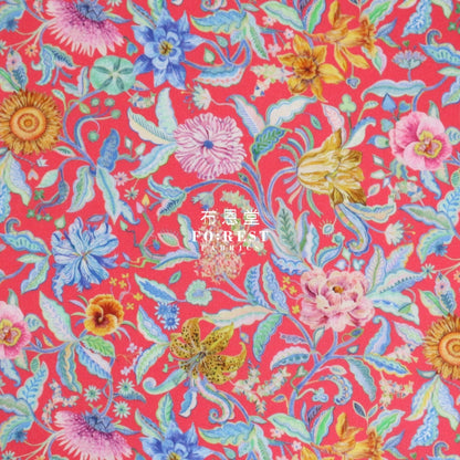 Liberty Of London (Cotton Tana Lawn Fabric) - Garden Life Red Cotton