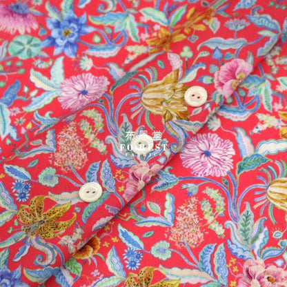 Liberty of London (Cotton Tana Lawn Fabric) - Garden of Life Red - FO:REST Fabric 布恩堂Liberty fabrictana lawnjapanese fabricykk zipper