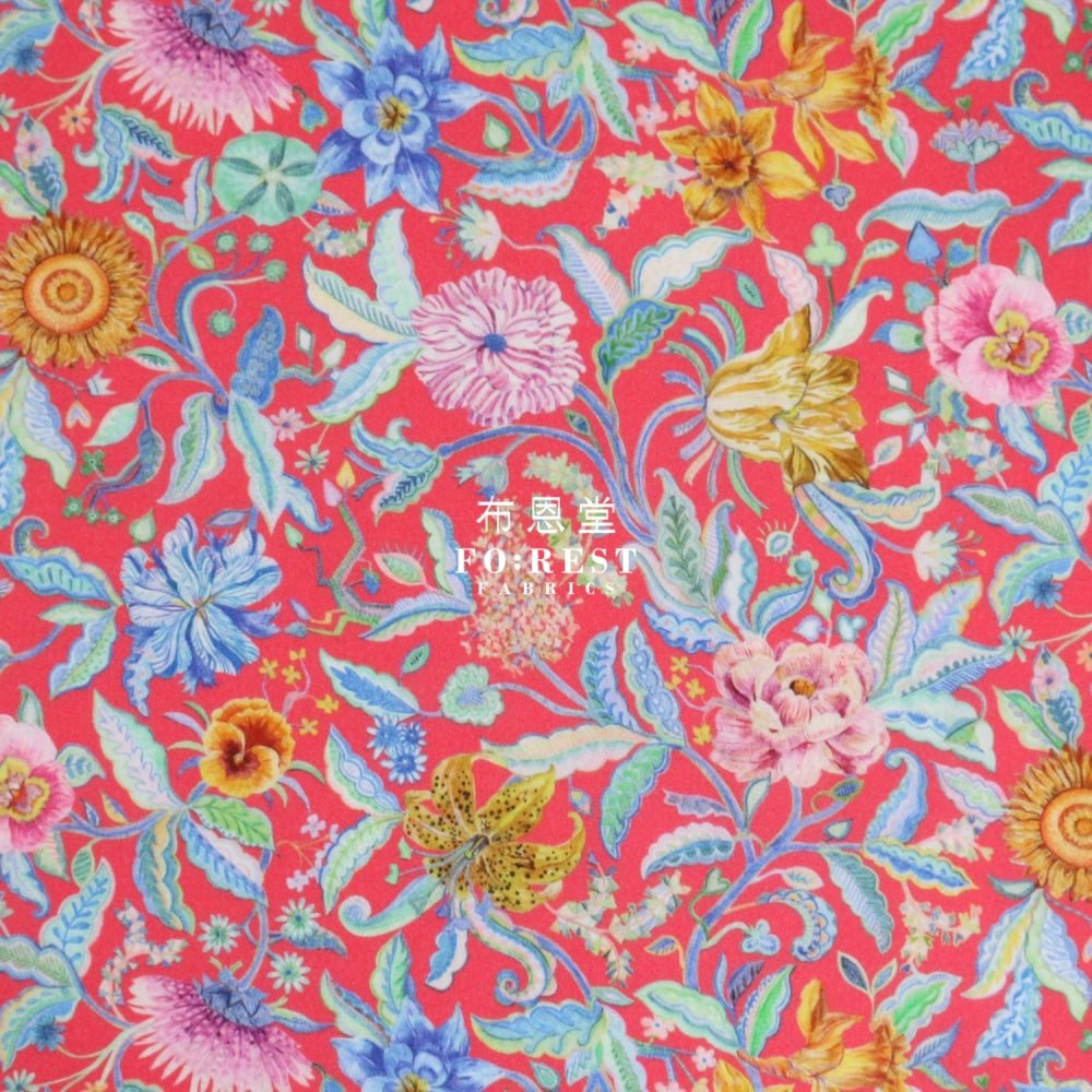 Liberty of London (Cotton Tana Lawn Fabric) - Garden of Life Red - FO:REST Fabric 布恩堂Liberty fabrictana lawnjapanese fabricykk zipper