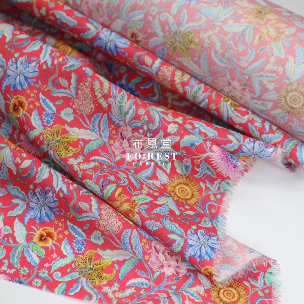 Liberty of London (Cotton Tana Lawn Fabric) - Garden of Life Red - FO:REST Fabric 布恩堂Liberty fabrictana lawnjapanese fabricykk zipper