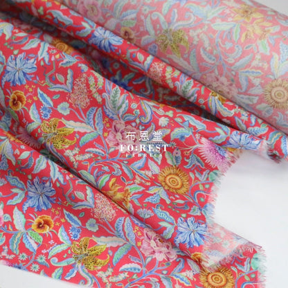 Liberty of London (Cotton Tana Lawn Fabric) - Garden of Life Red - FO:REST Fabric 布恩堂Liberty fabrictana lawnjapanese fabricykk zipper