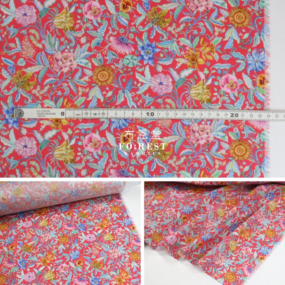 Liberty of London (Cotton Tana Lawn Fabric) - Garden of Life Red - FO:REST Fabric 布恩堂Liberty fabrictana lawnjapanese fabricykk zipper