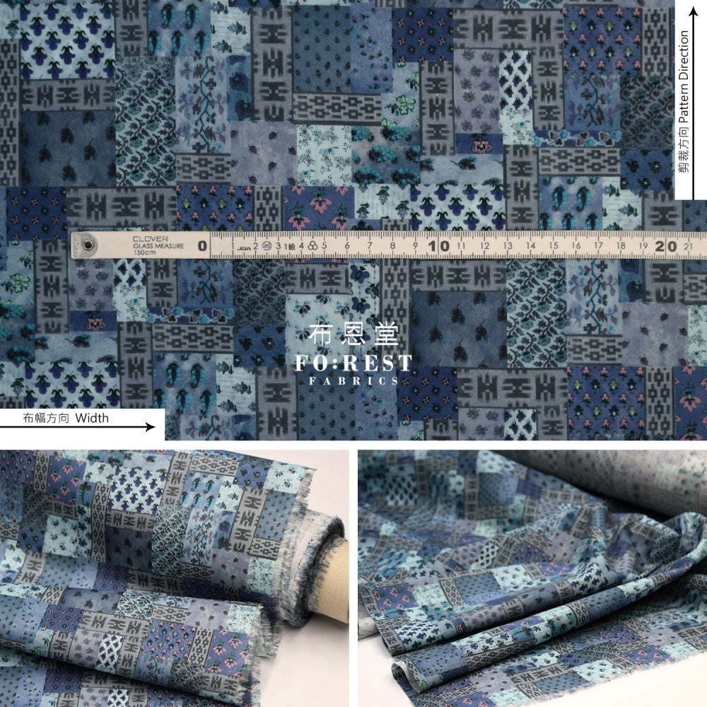 Liberty Of London (Cotton Tana Lawn Fabric) - Ikat Neats Navy Cotton