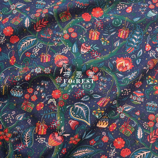 Liberty Of London (Cotton Tana Lawn Fabric) - Jeweltopia Navy Cotton