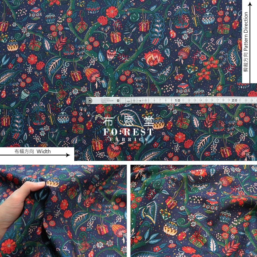 Liberty of London (Cotton Tana Lawn Fabric) - JEWELTOPIA NAVY - FO:REST Fabric 布恩堂Liberty fabrictana lawnjapanese fabricykk zipper